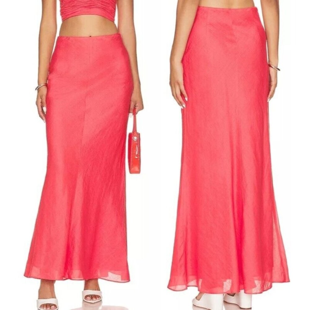 Free People Hansen & Gretel Allison Maxi Skirt L Coral Lined NWT $259